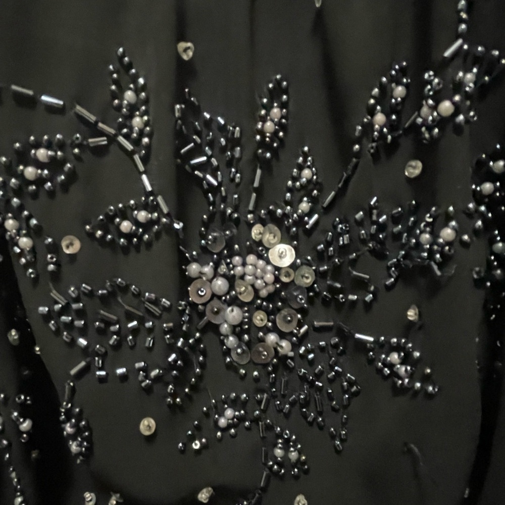 Dress Barn dress size 20W sleeveless black w/beaded top lining under chiffon - Picture 4 of 14